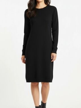 360 Sweater Womens Dress Sz L Black Knit Long Sleeves Criss Cross Cut Out*